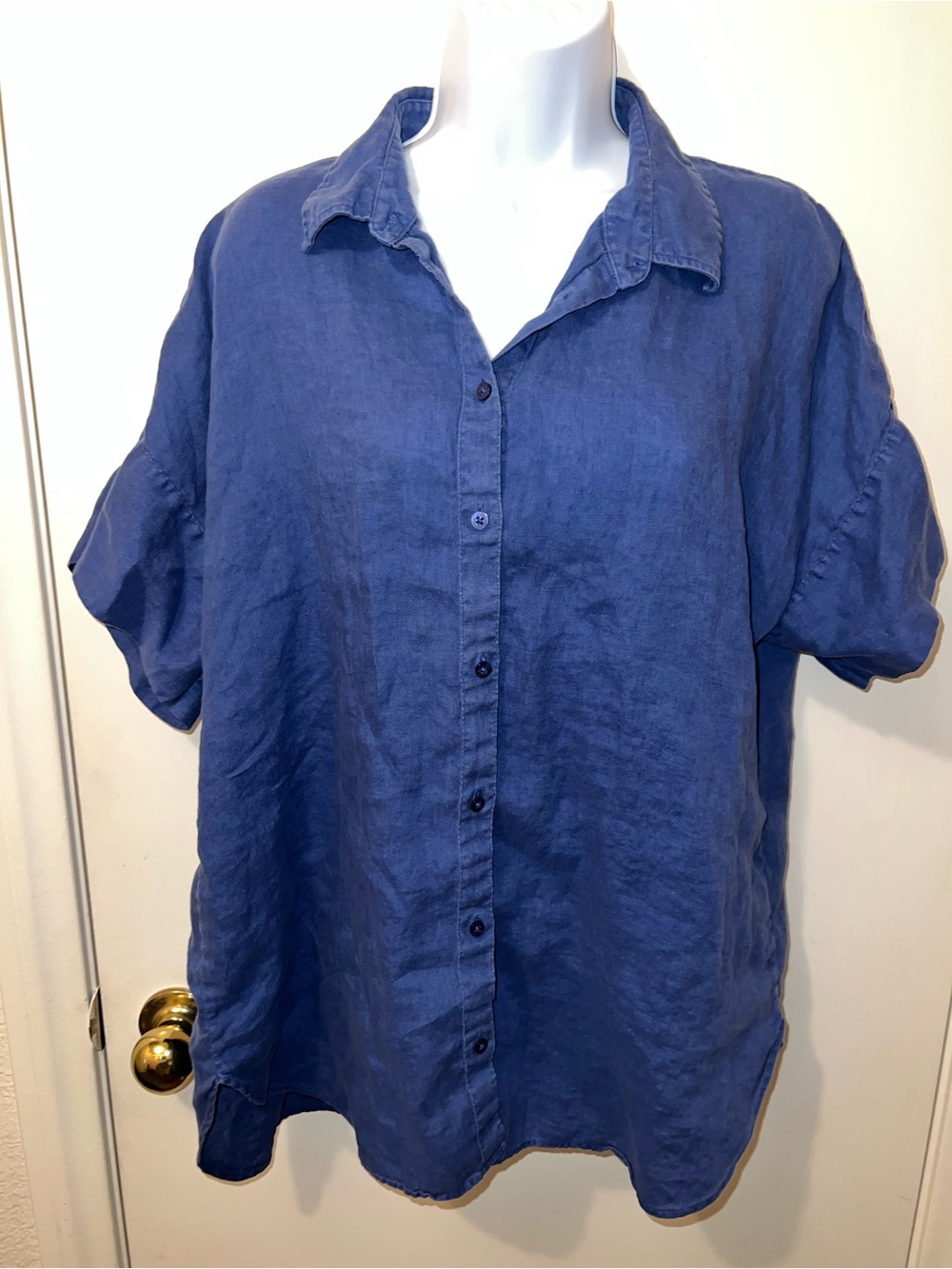Ralph Lauren Royal Blue Linen Button-Up Shirt